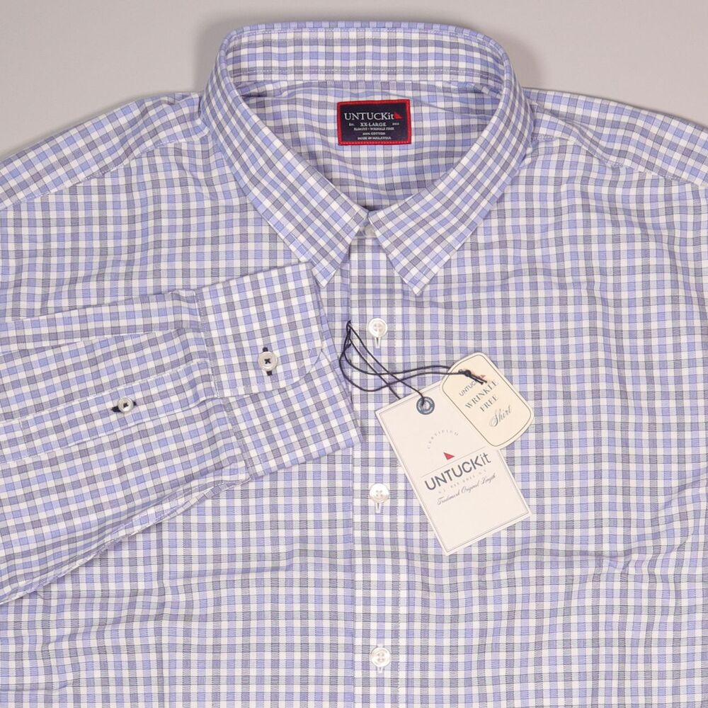 UNTUCKit Durif Slim Fit Wrinkle-Free Button-Up Shirt Blue Men's XXL 2XL